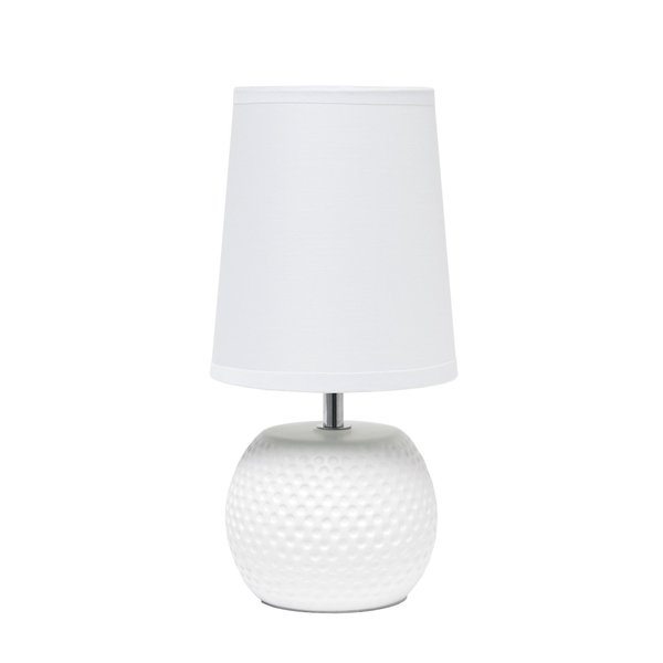 Simple Designs Studded Texture Ceramic Table Lamp, White LT2084-WHT